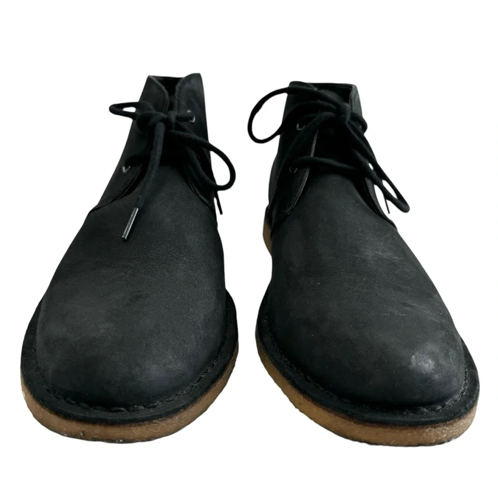 Ugg Groveland Black Leather Lace-Up Chukka Boots Men's Size 11.5